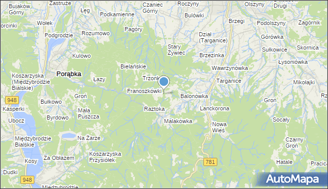 mapa Brzezinka Górna, Brzezinka Górna na mapie Targeo